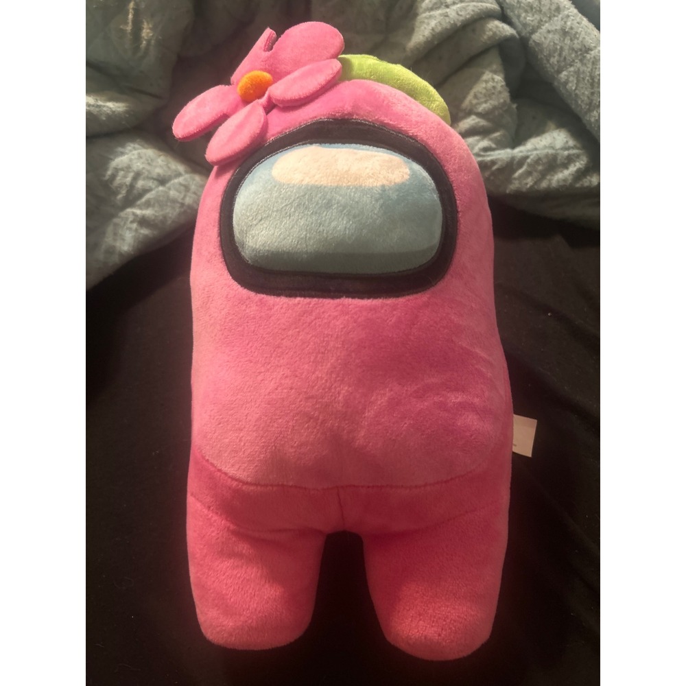 Among Us Pink Crewmate Plush with Flower Hat Toikido YuMe 10-12 Inch Stuffed Toy